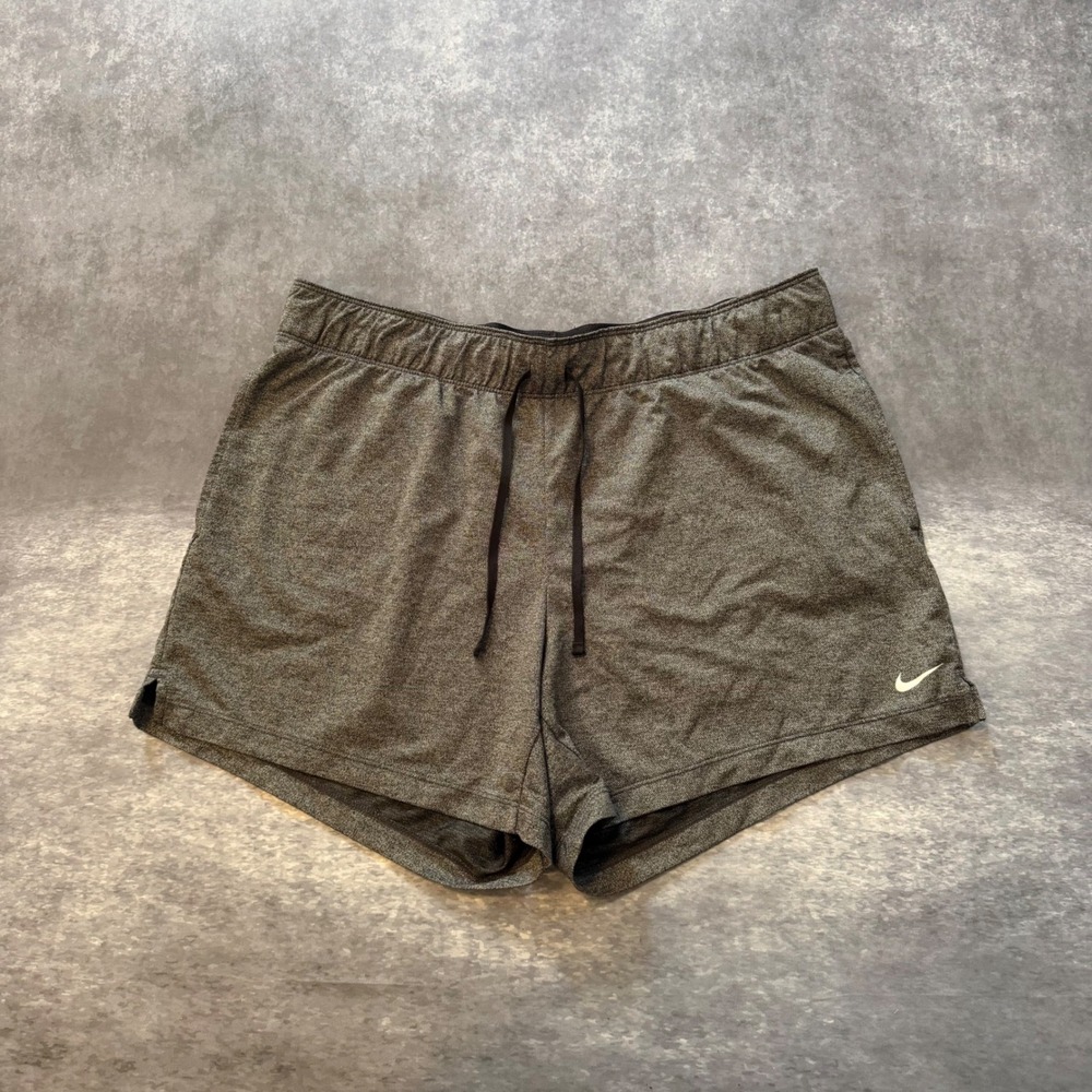 Nike Dri-FIT Womens Athletic Shorts Large Gray Heather Drawstring Running Gym L